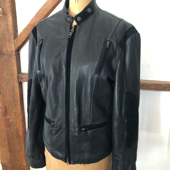AX Armani Soft Leather Moto Cafe Jacket sz Small - Picture 2 of 13